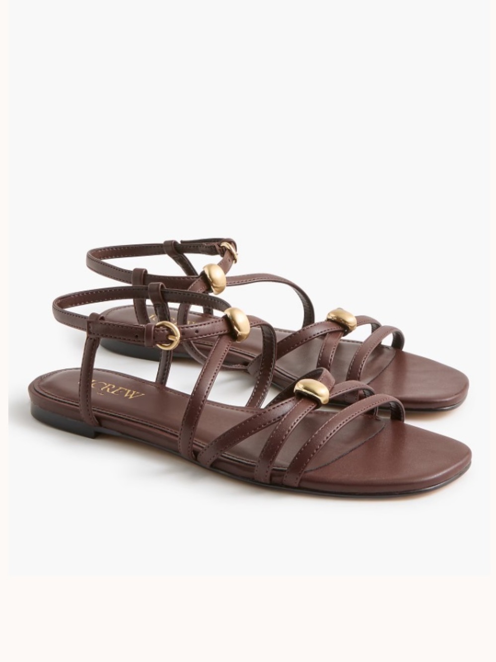 J. Crew Strappy Sandals with Gold Accents CU338 NWT Size 5 MSRP $118